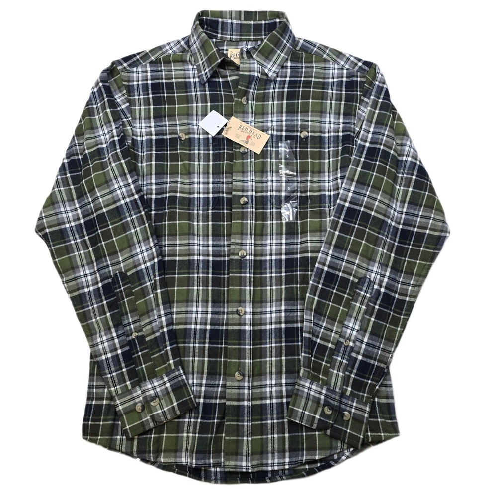 Red‎ Head Pine Ozark Mountain Flannel Shirt Mens Small Green Plaid NEW